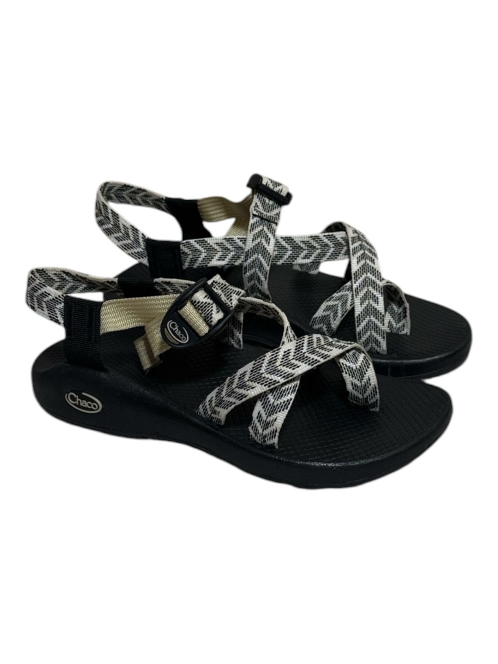 Chaco Women's Z/2 Classic Sandals - Black & White Straps - Size 8